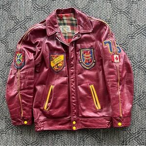 Vintage 1976 Queens University Plaid Lined Leather Varsity Jacket Size XS